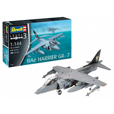 KIT PARA MONTAR REVELL AVIÃO BAE HARRIER GR. 7 1/144 52 PEÇAS REV 03887